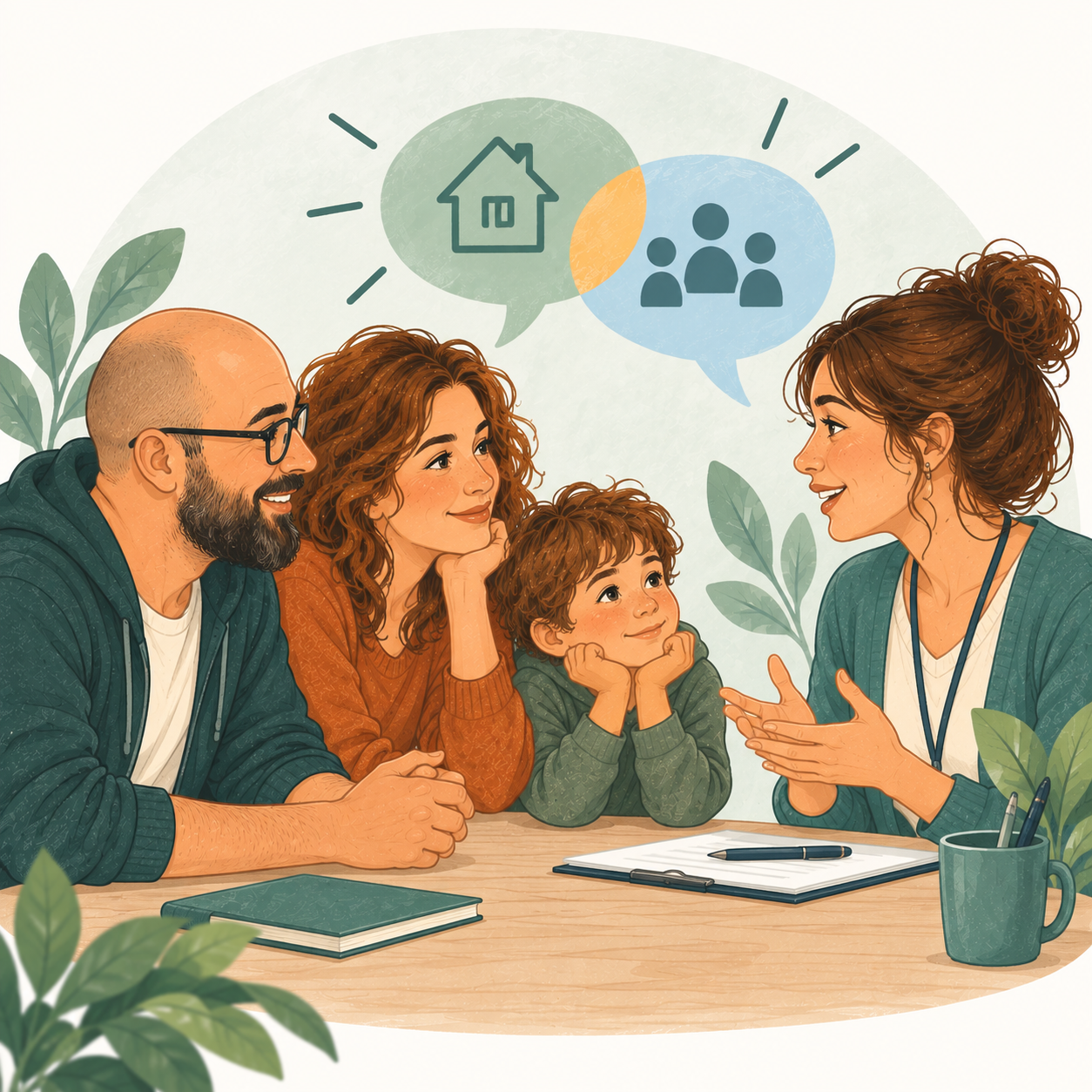 Illustration de la relation entre parents et professionnels